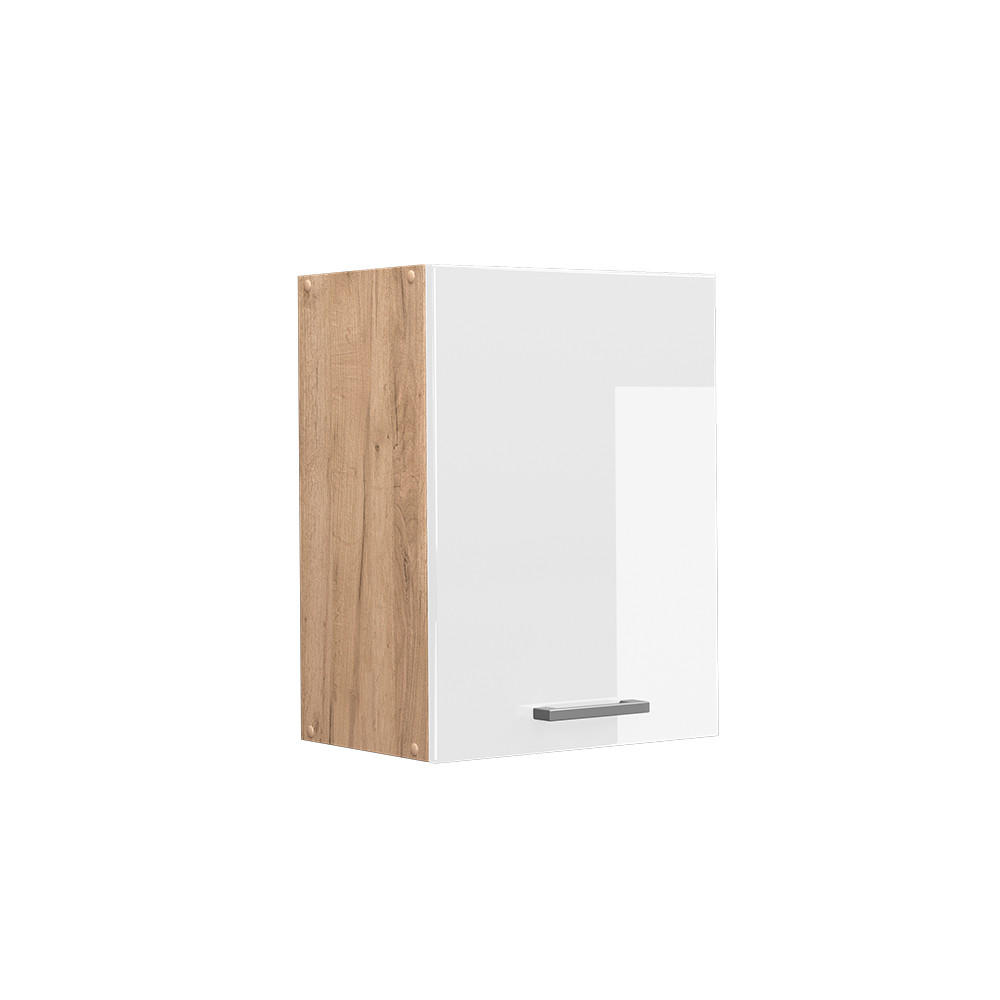 HÄNGESCHRANK R-Line Weiß Hochglanz 45 cm - Honigeiche/Weiß Hochglanz, Holzwerkstoff (45/60/31cm) - Vicco