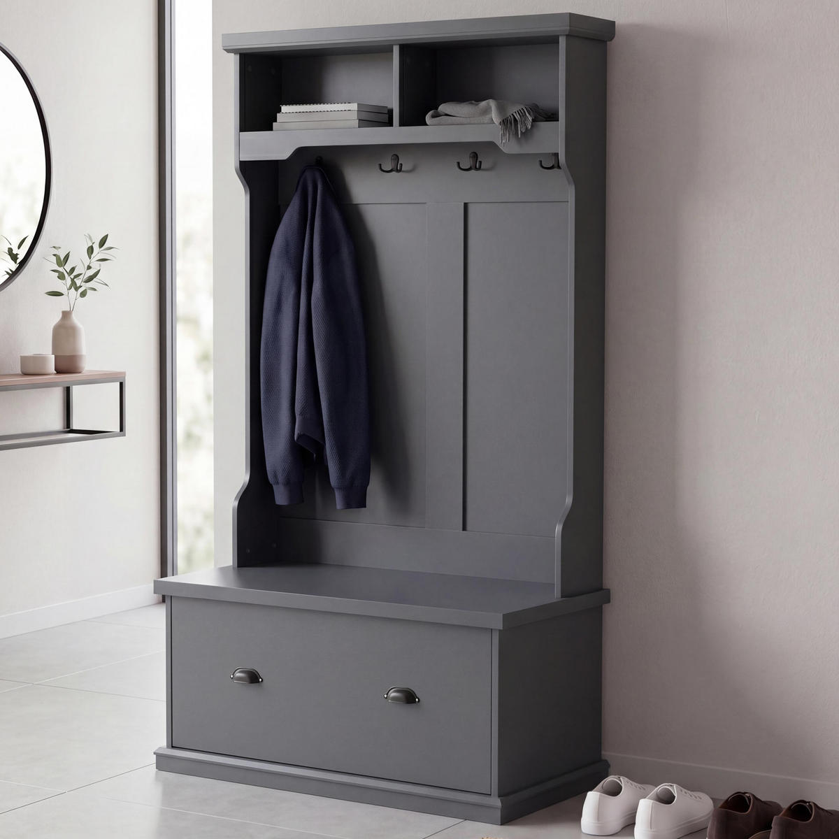 GARDEROBE Dunkelgrau - Dunkelgrau, Holz (100/163/47cm) - MCW