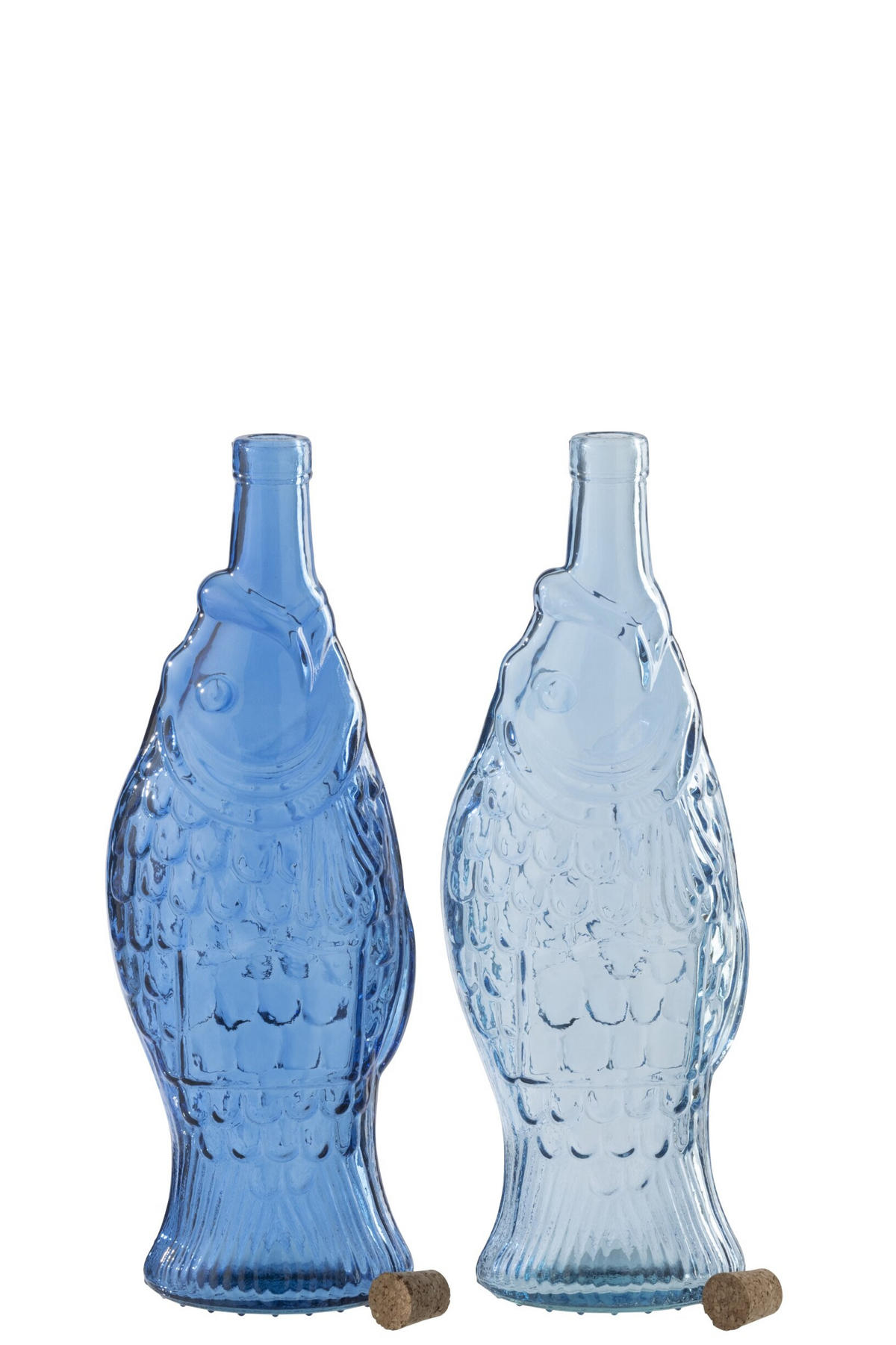 FLASCHE FISCH (2ER SET) - Blau, Glas (12/33/12cm) - J-Line