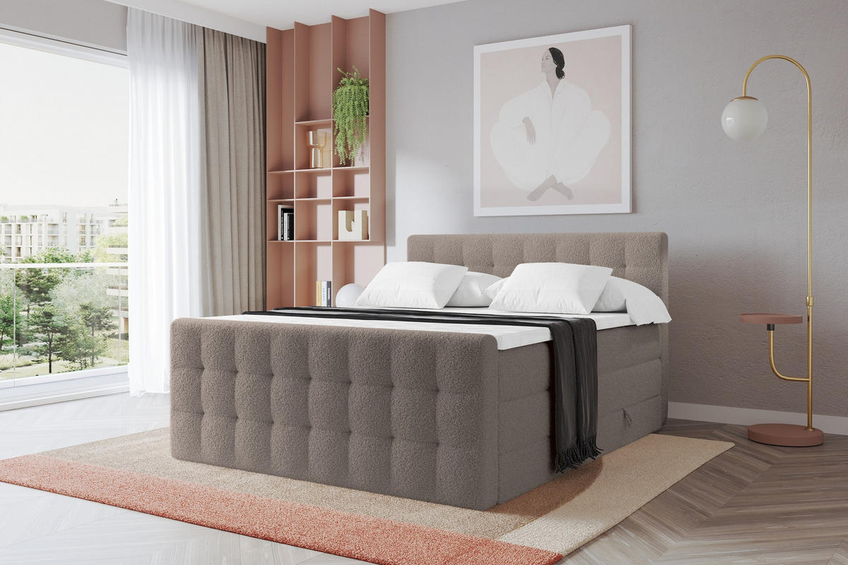 BOXSPRINGOVÁ POSTEL s matrací H3/H4 - IGAN-Z KING - 180x200 cm Hnědá - hnědá, kompozitní dřevo (183/200cm) - ALTDECOR