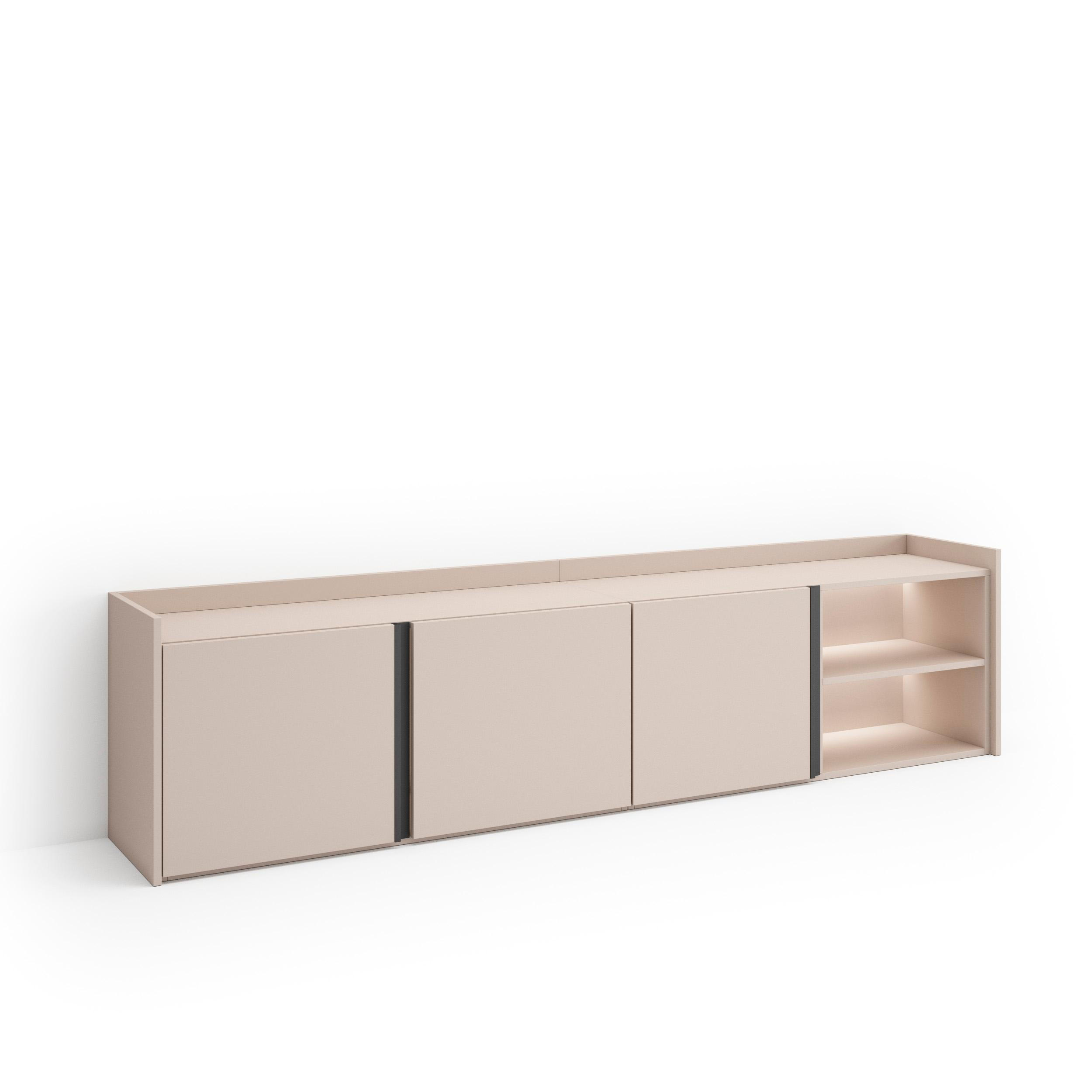 LOWBOARD, Beige, 207/35/50cm, mit Led - Beige, Holzwerkstoff (207/50/35cm) - Skraut Home