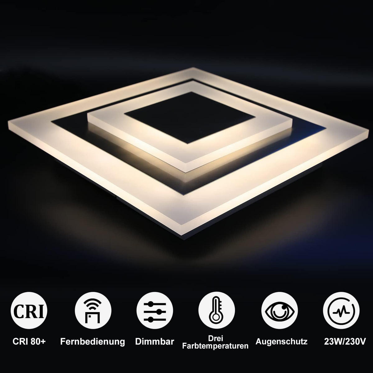 LED-DECKENLEUCHTE Claus 30/30/6 cm - Weiß, Metall (30/30/6cm) - Nettlife