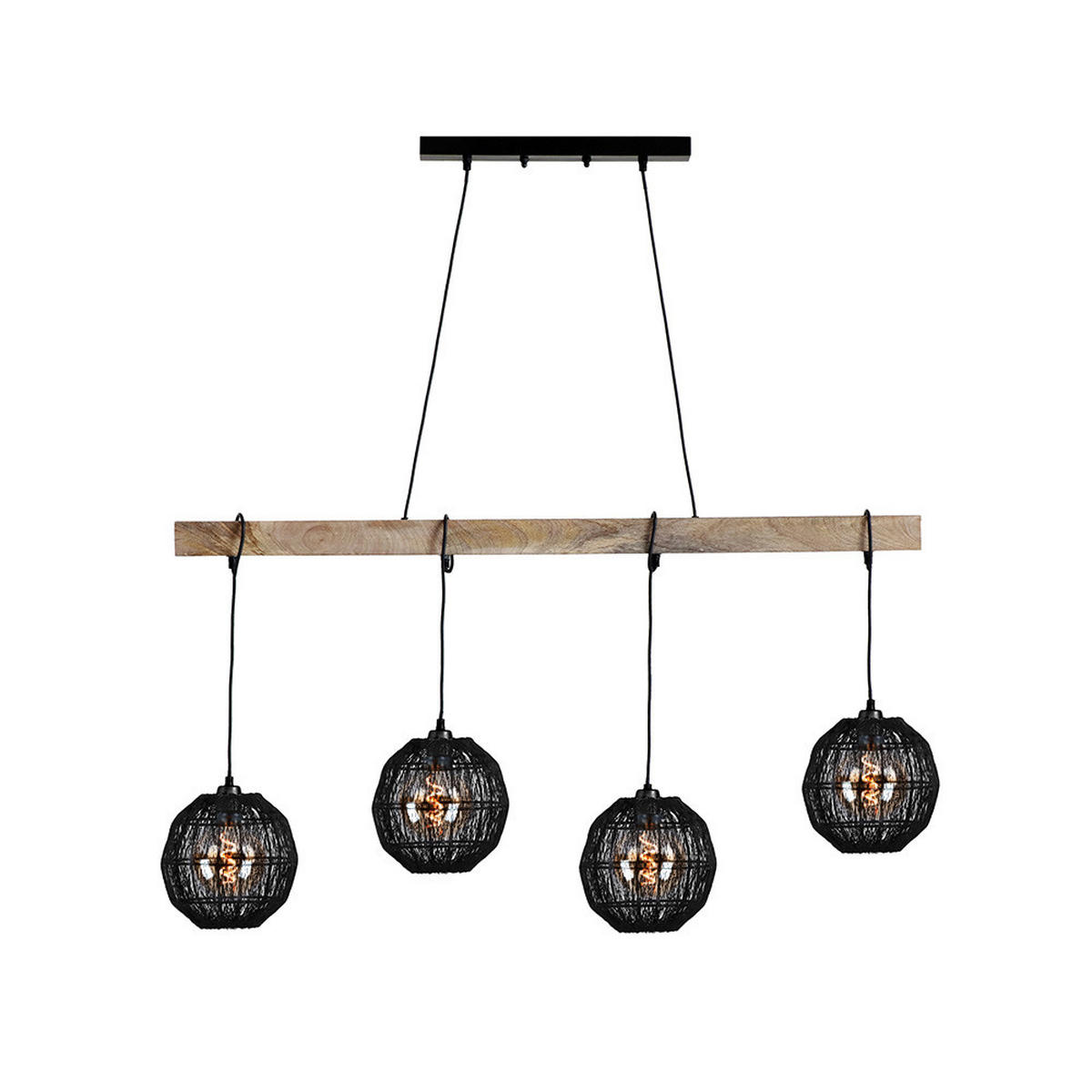 HÄNGELEUCHTE Metall Braun Holz 4-flammig - Braun, Holz (100/20/140cm) - Globo Lighting