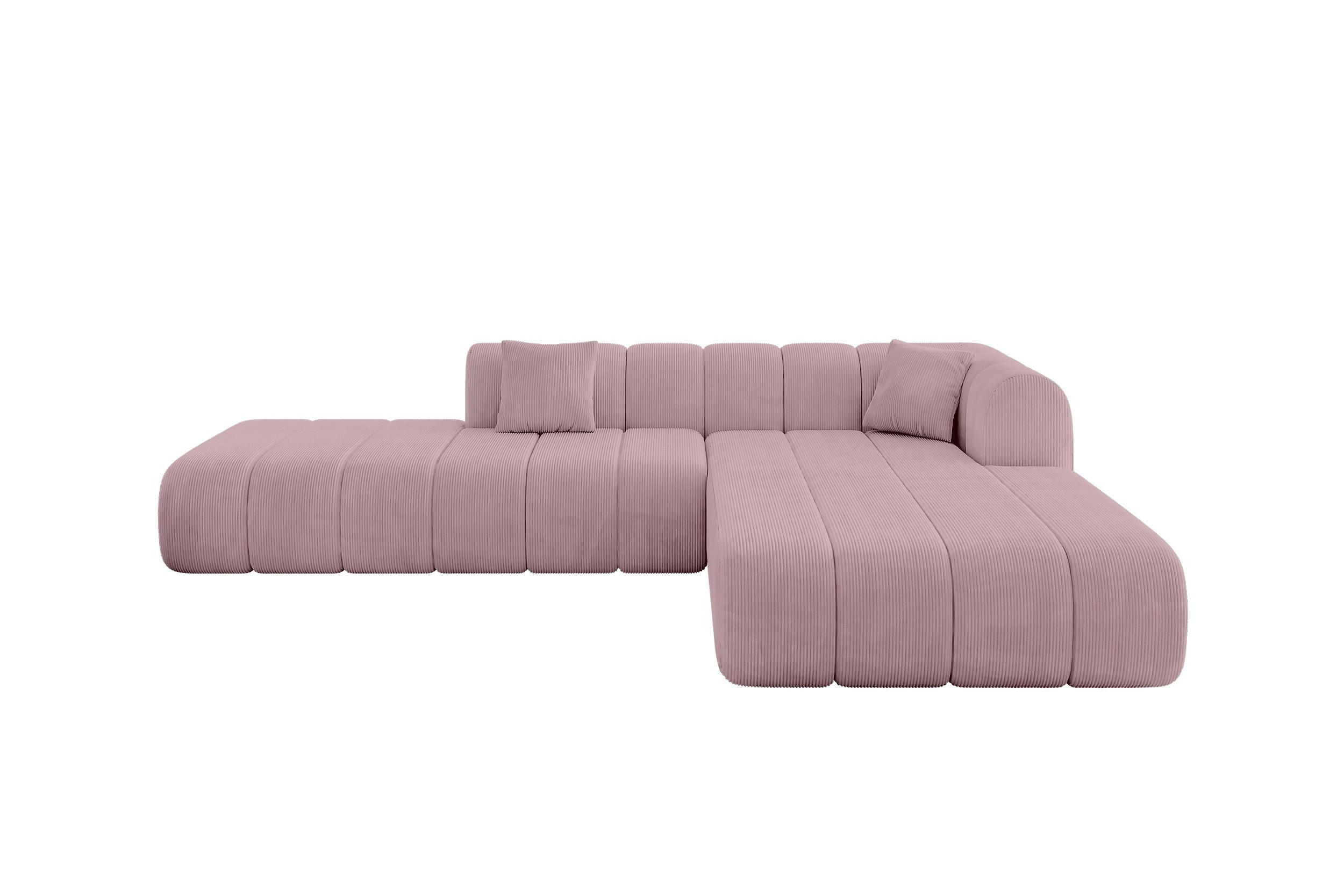 ECKSOFA Ottomane Rechts BILA-L 289x176x71 Rosa Cord - Schwarz/Rosa, Holzwerkstoff/Kunststoff (289/176cm) - ALTDECOR