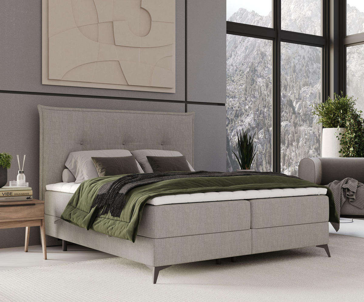 BOXBETT Menzzo Brown 200/200 cm mit Matratze und Topper - Schwarz/Braun, Holz/Holzwerkstoff (160/200cm) - Maison de Reve
