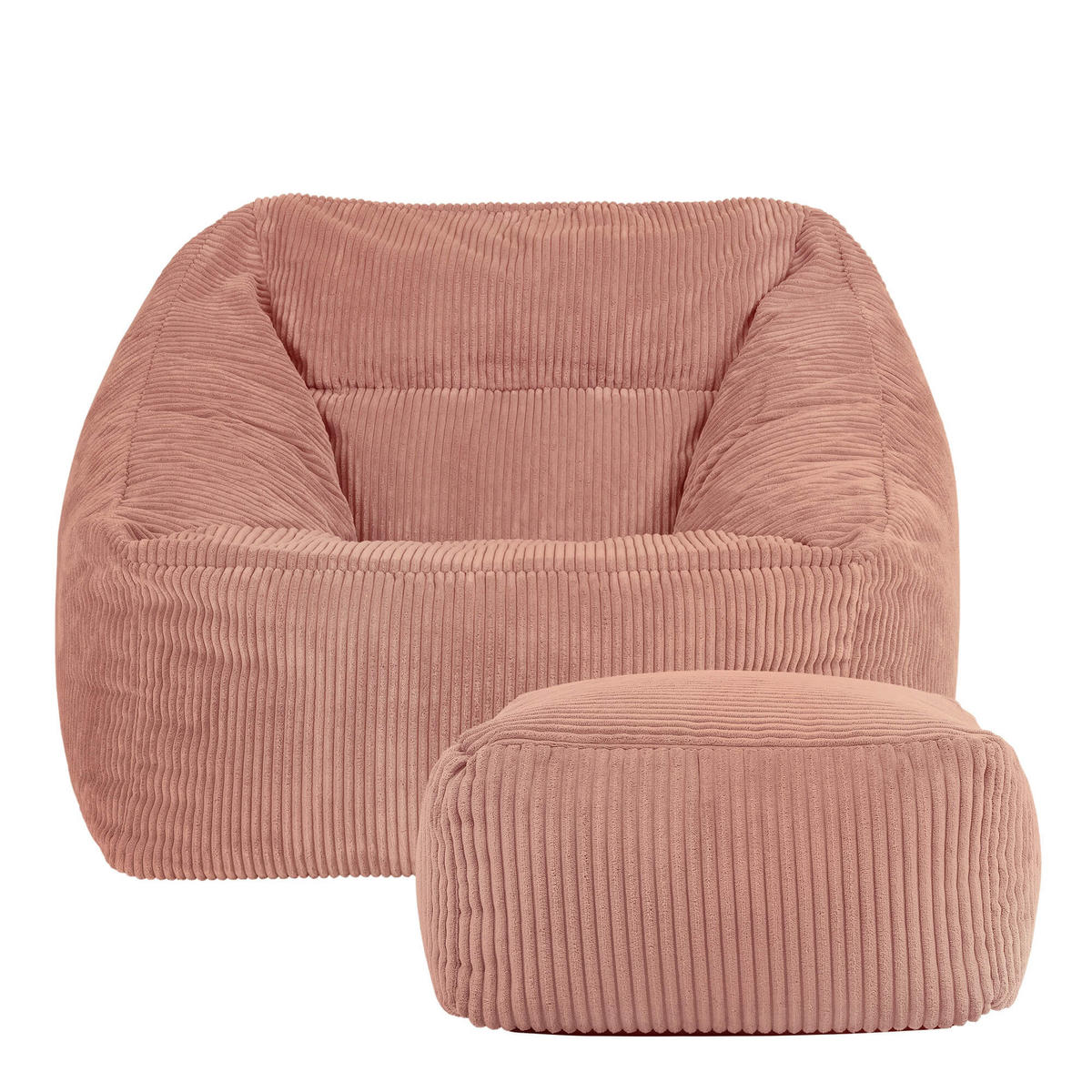 SITZSACK Cord Sessel Natalia mit Hocker - Pink, Textil (97/73/84cm) - icon