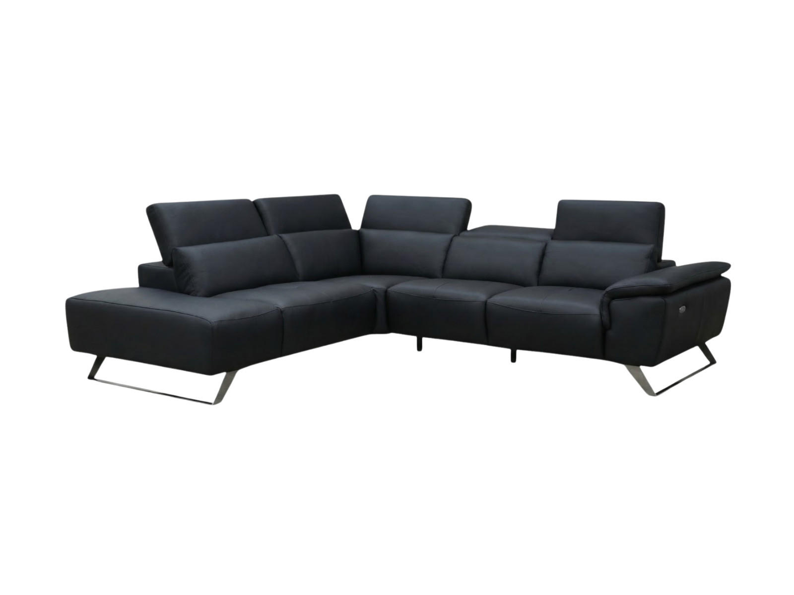 ECKSOFA Predator Echtleder Schwarz - Schwarz, Leder/Metall (230/270cm)