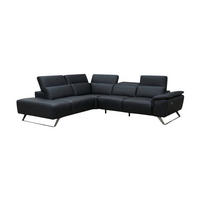 ECKSOFA Predator Echtleder Schwarz - Schwarz, Leder/Metall (230/270cm)