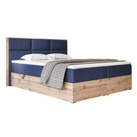 BOXBETT LAVIO 160/200 cm, in Marineblau, mit Matratze und Topper - Dunkelblau, Holzwerkstoff/Textil (160/200cm) - Idohome