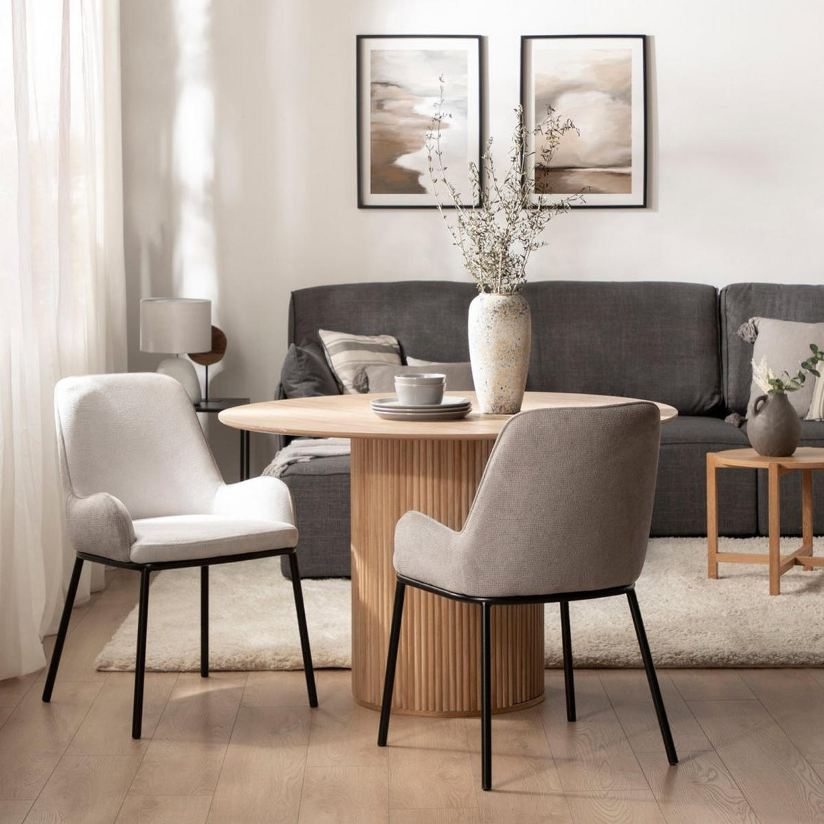 ESSZIMMERSTUHL Dama Grau 55 cm x 84 cm - Grau, Textil (55/84/62cm) - Klast Home