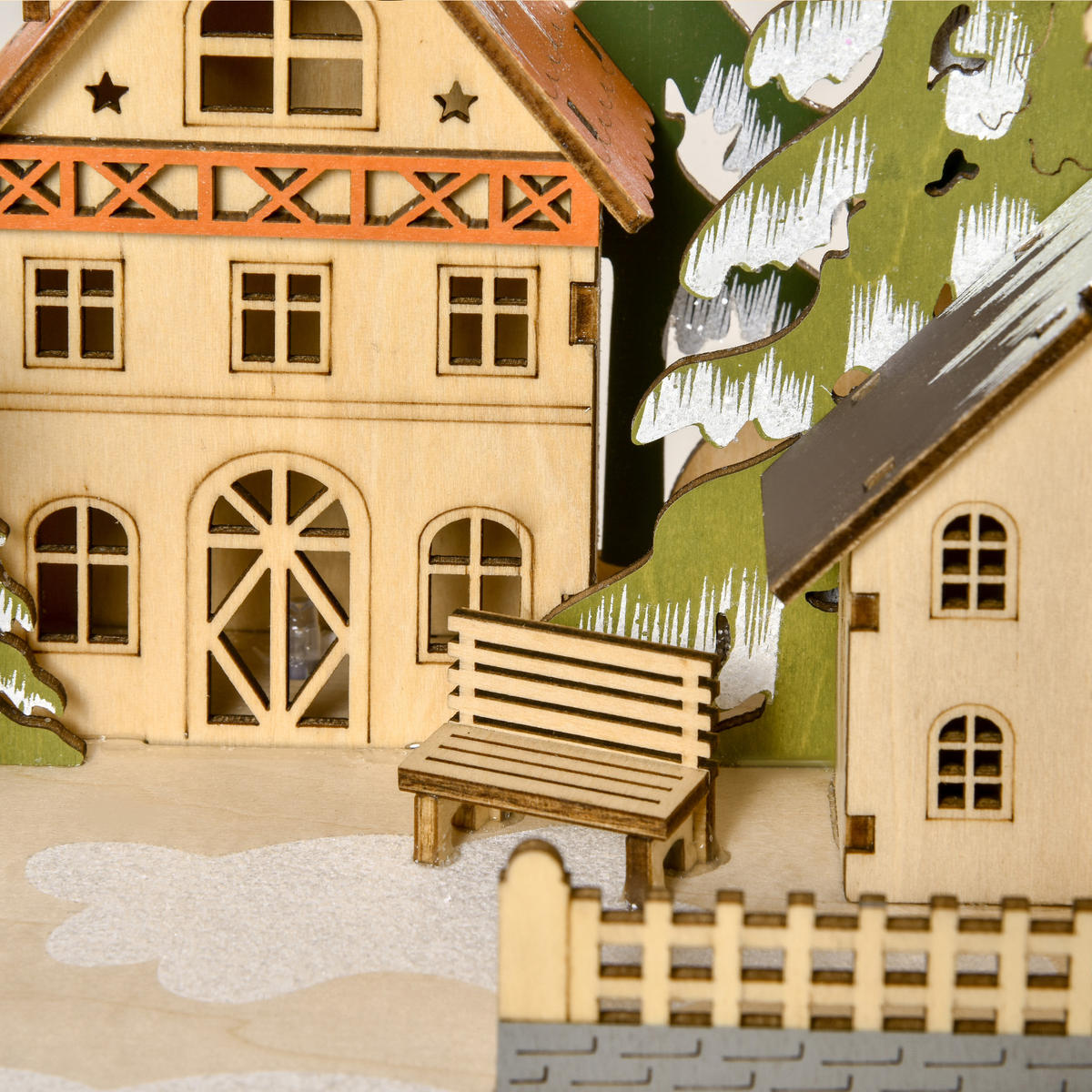 ADVENTSKALENDER Weihnachtskalender 24 Schubladen mit LED-Lichtern MDF Naturholz - Naturfarben, Kunststoff (13/43/45cm) - HOMCOM