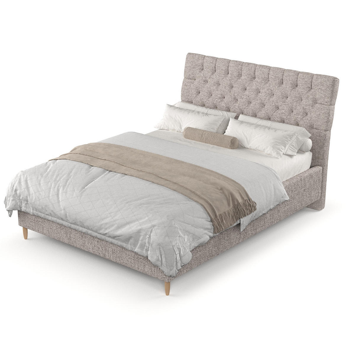 POLSTERBETT Lira 160/200 cm Beige im Neve Stoff - Beige/Naturfarben, Holz/Holzwerkstoff (160/200cm) - AltaBeds