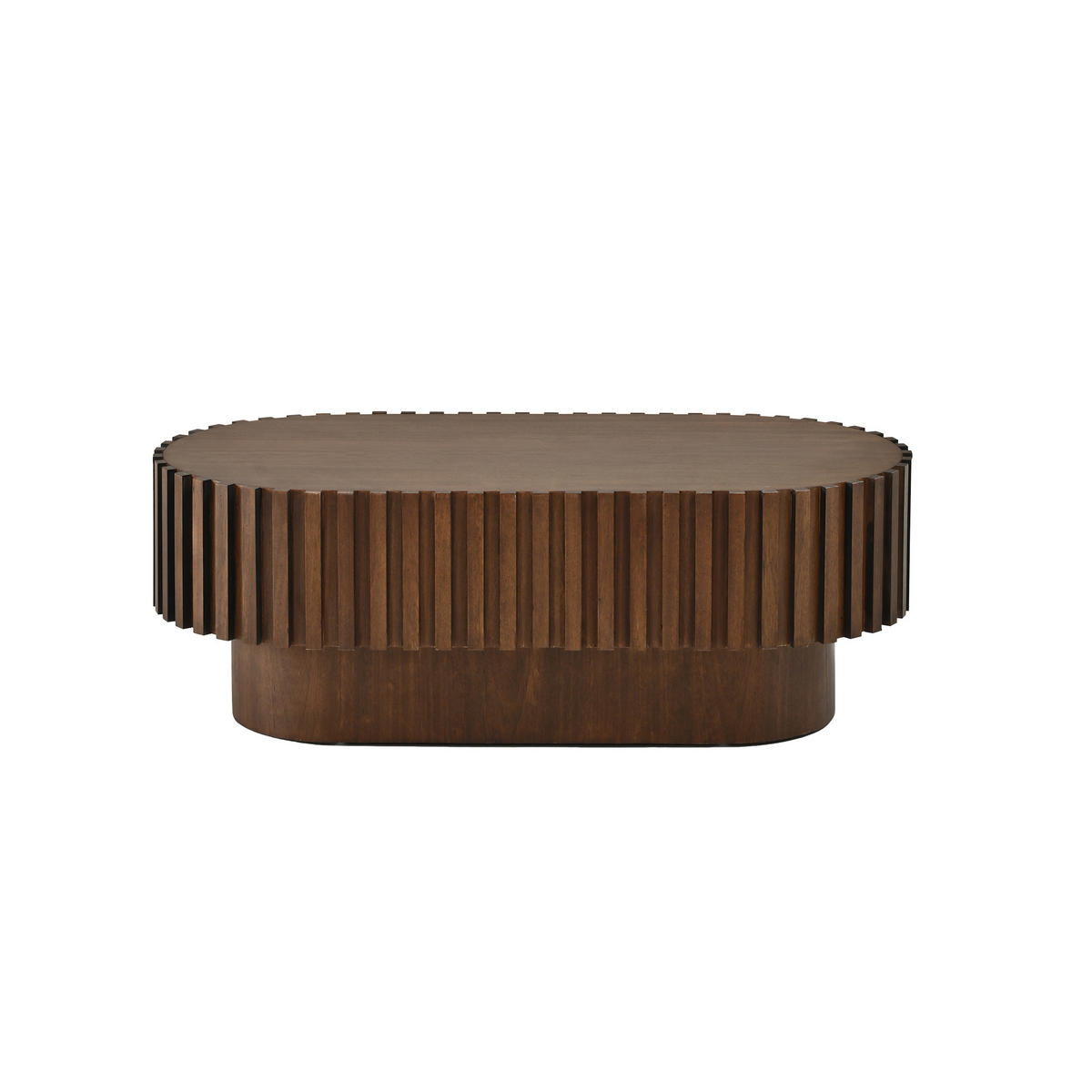 COUCHTISCH 100/50/35,5 cm mit Schublade und Lamellenoptik in Walnussholzfarbe - Walnussfarben/Schwarz, Holzwerkstoff (50/100/35.5cm) - CHICFURN