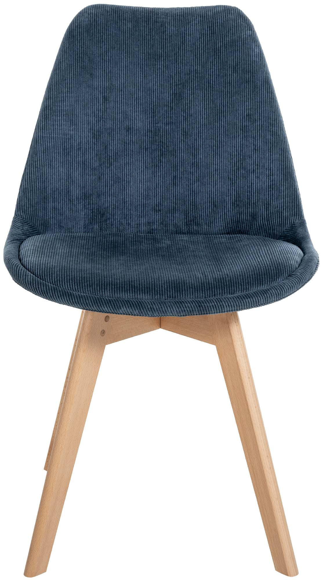 STUHL 4er Set Cord dunkelblau - Eukalyptusholzfarben/Dunkelblau, Holz/Textil (49/83/50cm) - CLP