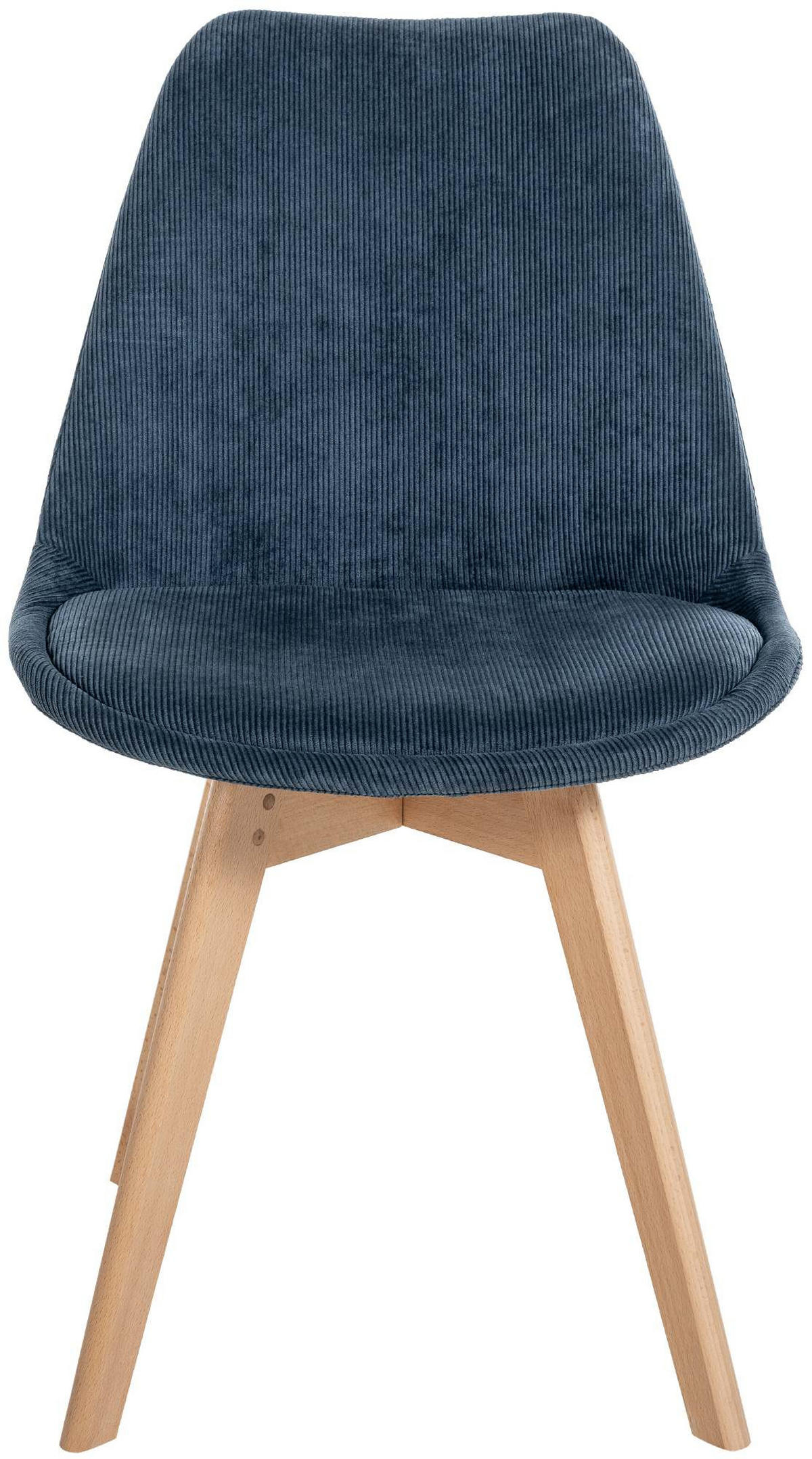 STUHL Cord dunkelblau - Eukalyptusholzfarben/Dunkelblau, Holz/Textil (49/83/50cm) - CLP