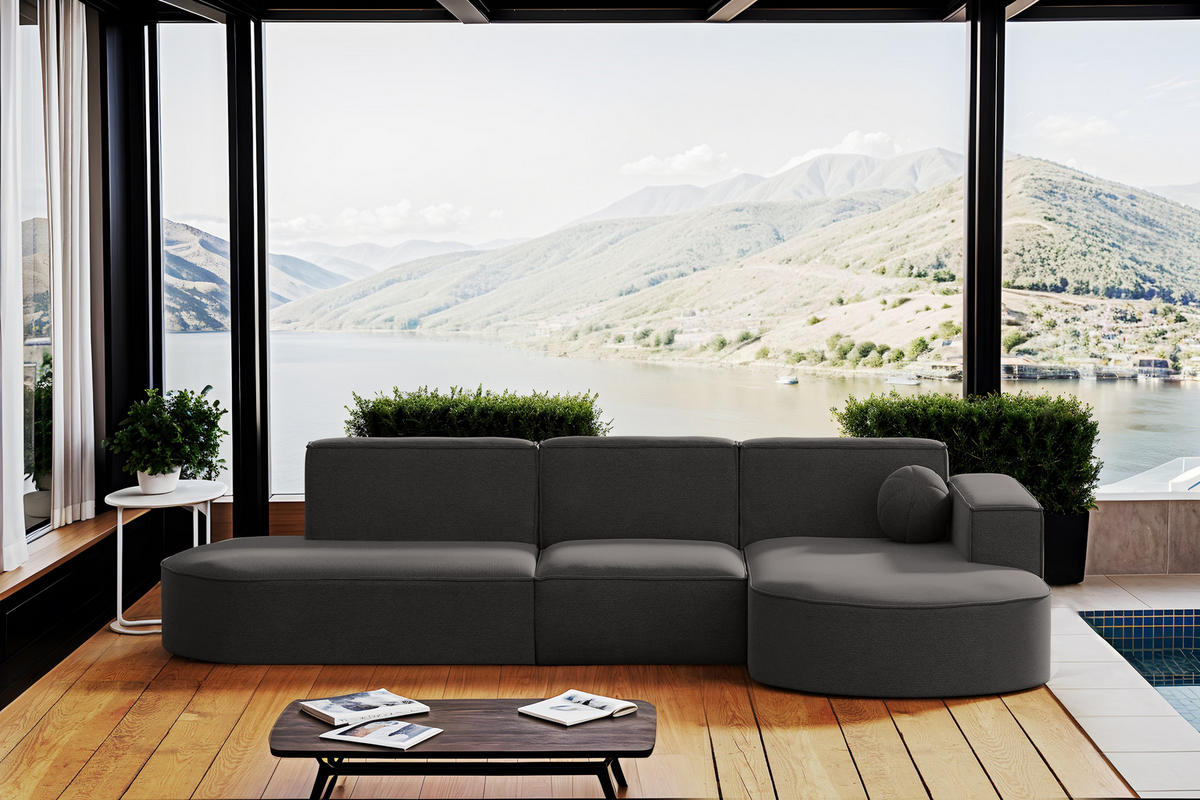 GARTENECKSOFA L-Form Garten Modena L Patio Grau Rechts - Grau, Holz/Textil (296/78/165cm) - Kaiser Möbel