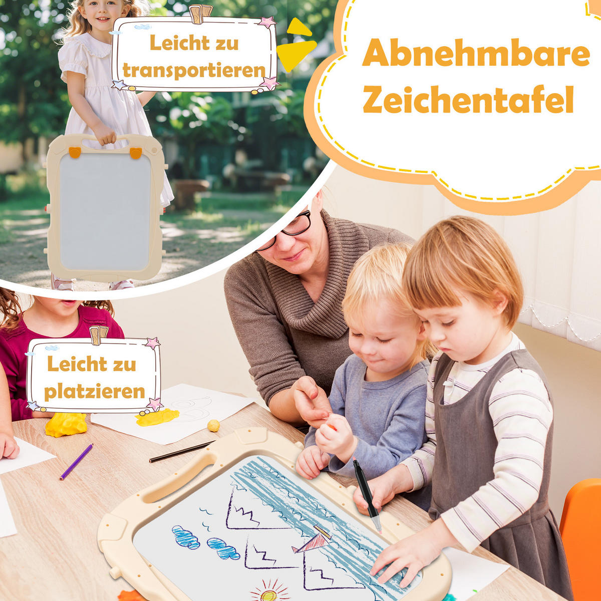 KINDERTAFEL Mehrfarbig - Rot/Multicolor, Kunststoff (48/109/61cm) - COSTWAY