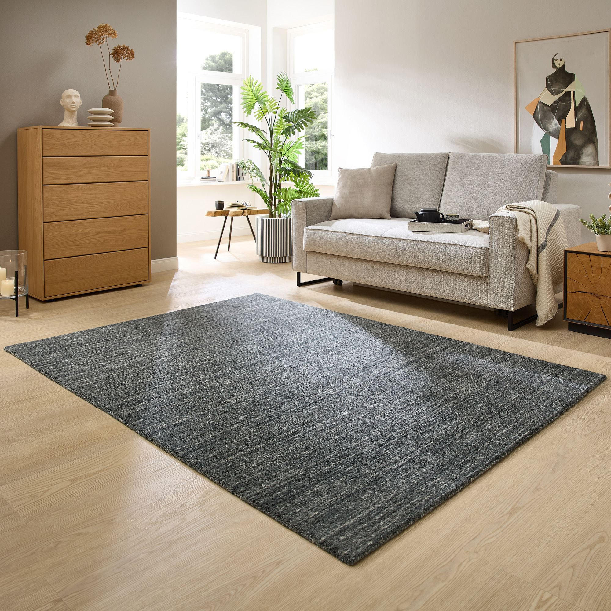 HANDWEBTEPPICH Pure 250x300 cm - Anthrazit, Textil (250/300cm) - THEKO