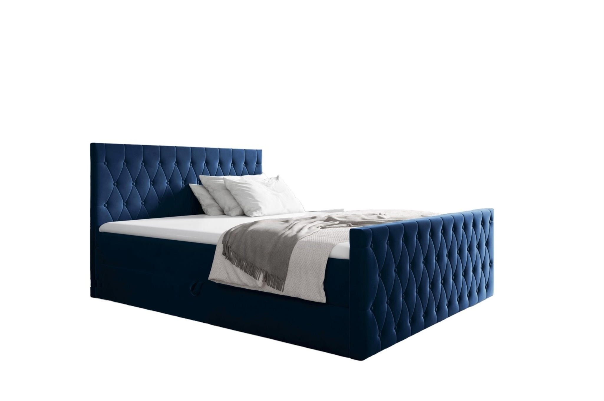 BOXBETT Asher In überlänge - Blau, Holzwerkstoff/Textil (200/220cm) - Fun Möbel