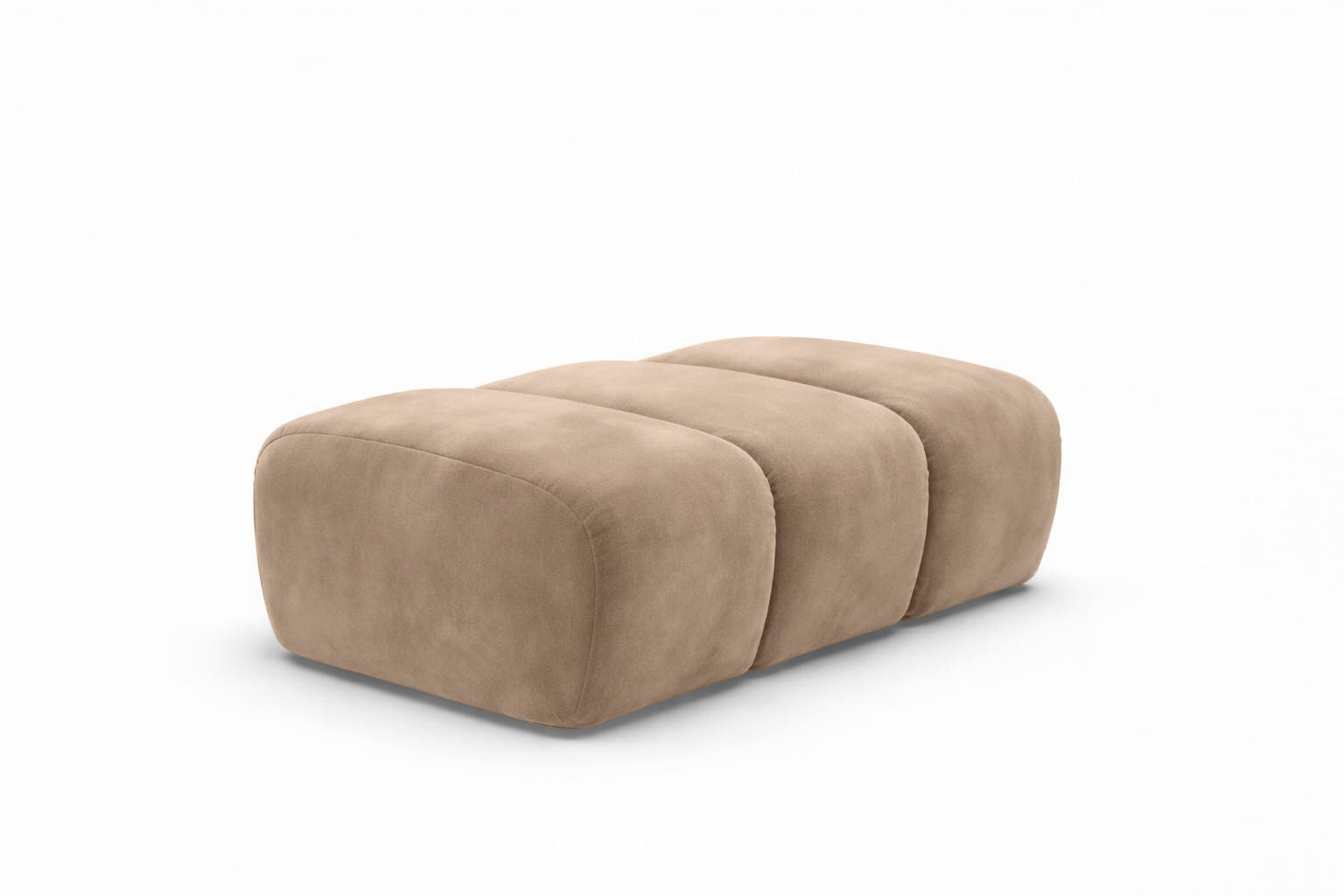 POUF modular, Veloursstoff Bluvel, Latte, CROISSANT - Hellbraun, Holz (105/44/70cm) - Kaiser Möbel