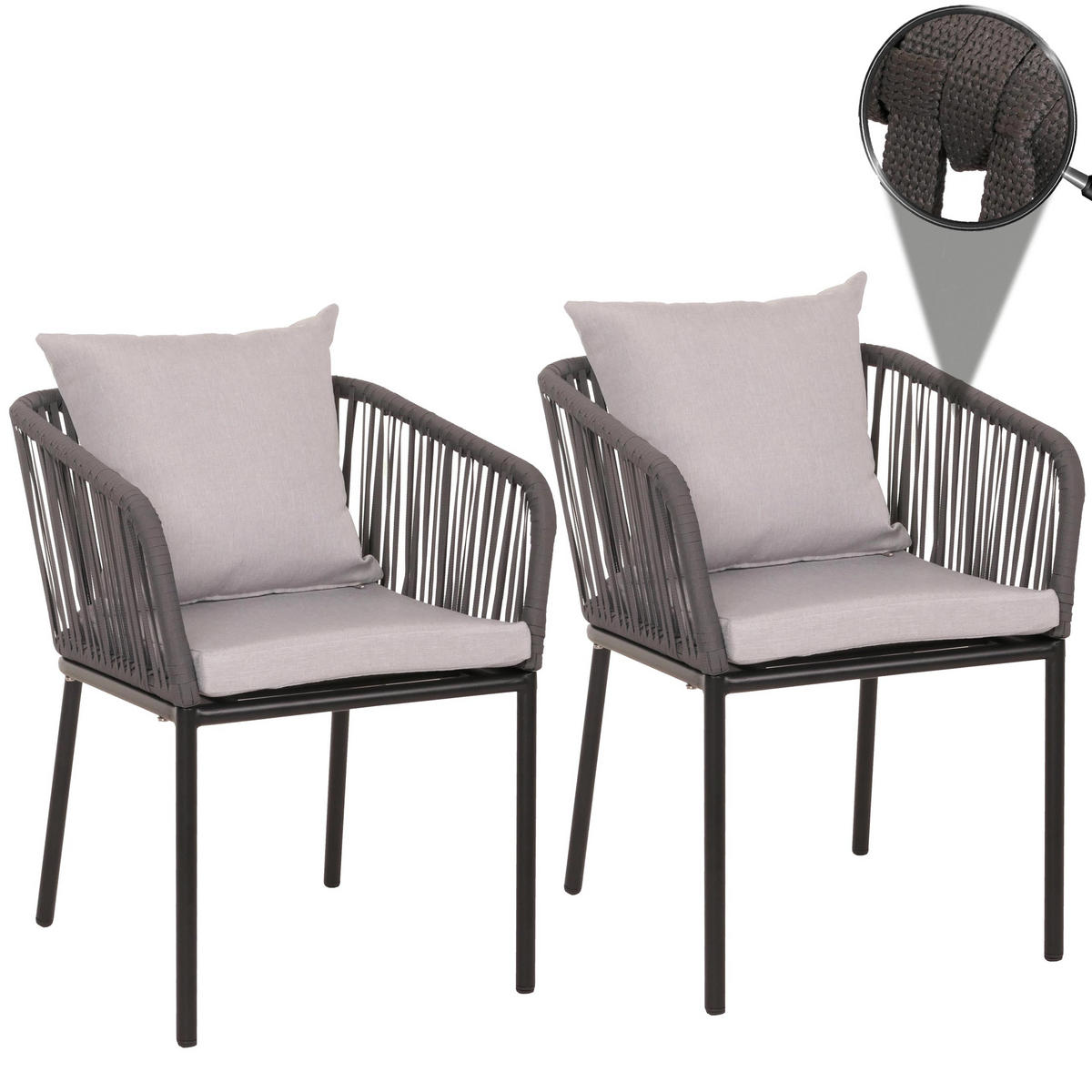 GARTENSTUHL Anthrazit, Grau - Anthrazit/Grau, Textil (55/75/55cm) - MCW