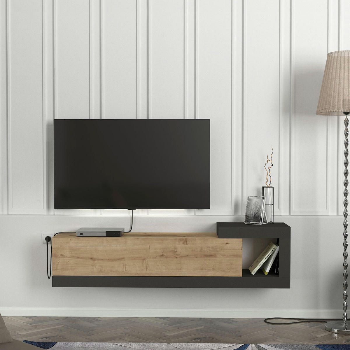 TV-ELEMENT Luhanka - Eichefarben, Holzwerkstoff (150/38.5/29.5cm) - [en.casa]