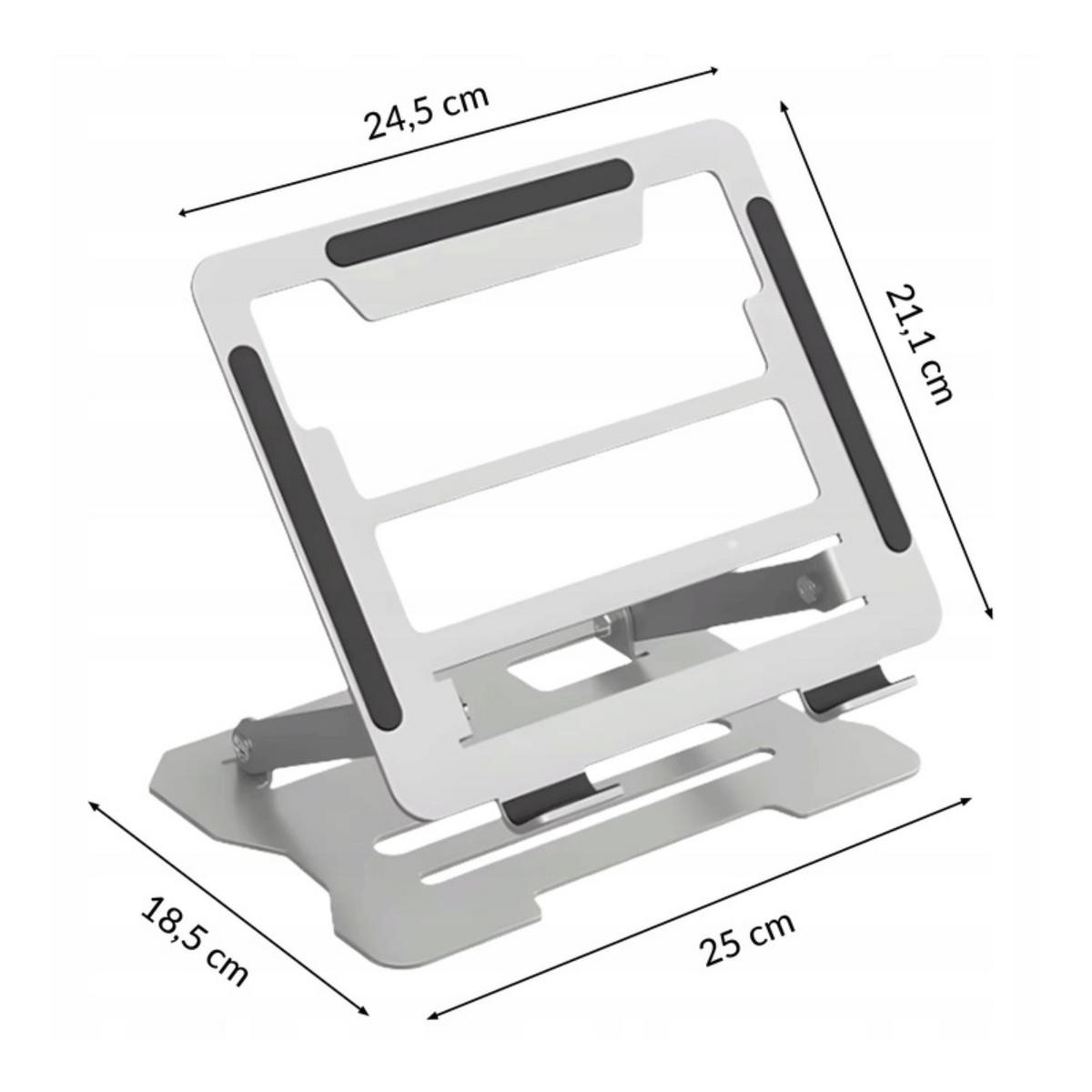 STÄNDER Laptop Höhenverstellbar - Silberfarben, Metall (25/21.5/25cm) - KRUMAD