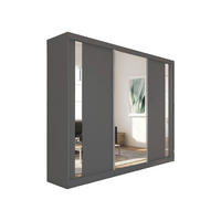 SCHWEBETÜRENSCHRANK Gabo 240 cm mit Spiegel, 3-türig, grau - Grau, Kunststoff (240/216/61cm) - Margaret Hadas24