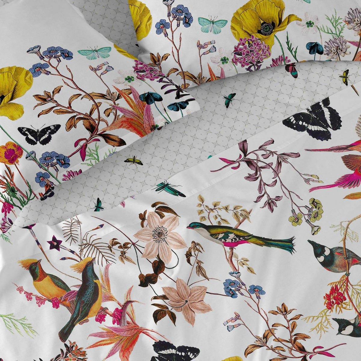 SPANNBETTTUCH birds of paradise 140x200x32 cm mehrfarbig - Multicolor, Textil (140/200cm) - Happy Friday