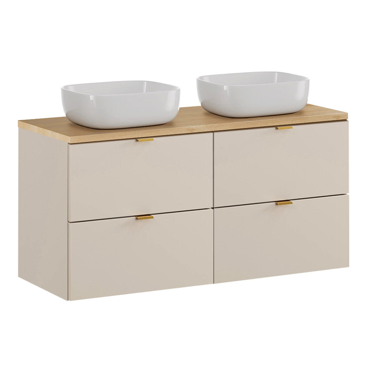 BADMÖBEL 120.6cm Azel 2er-Set Kaschmir - Beige, Holzwerkstoff (120.6/52/46cm) - Petits-meubles