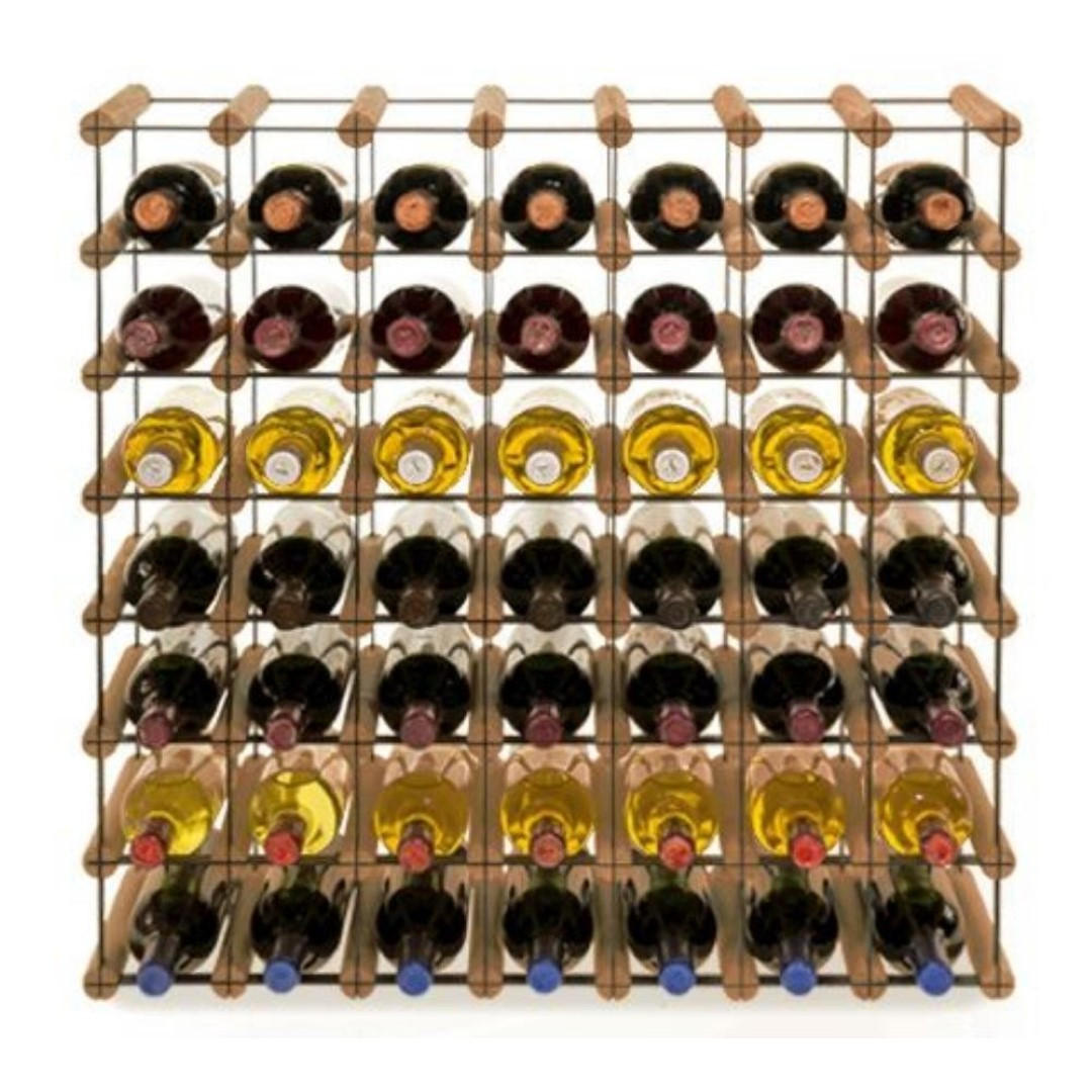 WEINREGAL Vinotega Mod Metal 72,5x72,5x24,5 cm 7x7 Flaschen Massives Kiefernholz Braun Geölt - Braun, Holz (72.5/72.5/24.5cm) - PROREGAL