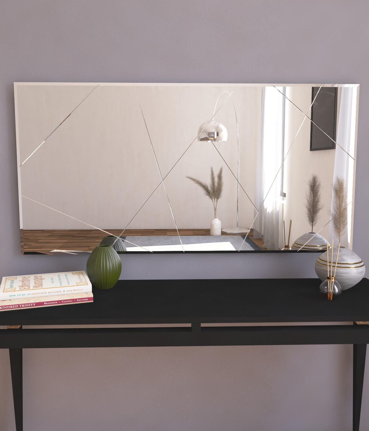 SPIEGEL Eilish Asymmetrisches Design 120x60 cm - Silberfarben, Holzwerkstoff (120/60/2.2cm) - moebel17