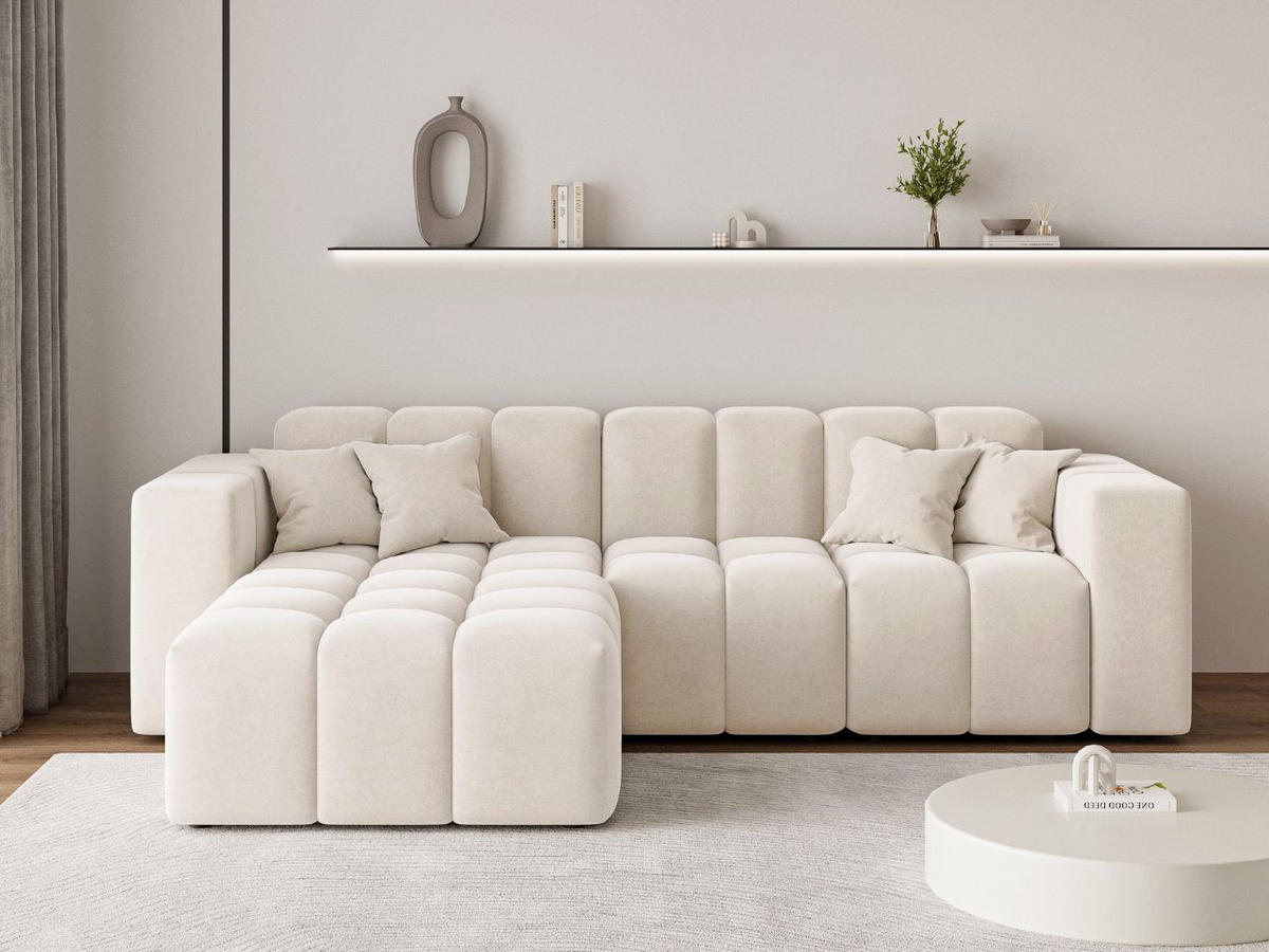 ECKSOFA Loopo Creme Links - Creme, Holz/Textil (265/180cm) - Graingold