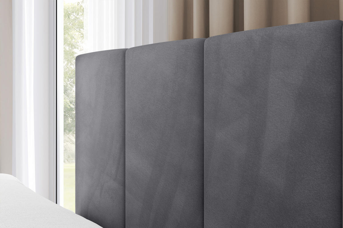 EINZELBETT Jugendbett mit Bettkasten Rechts, ohne Matratze - LOVY 80x200 Dunkelgrau - Dunkelgrau, Holzwerkstoff/Textil (80/200cm) - ALTDECOR