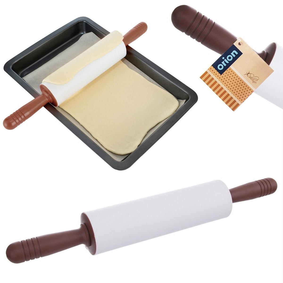 SILIKON-NUDELHOLZ Sillinie drehbarer 47 cm - Braun, Kunststoff (6.5cm) - Orion 