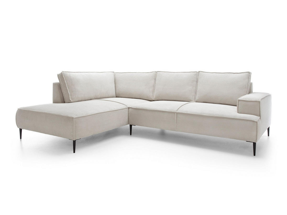 ECKSOFA DUNA Beige Kordstoff - Beige, Holz (275/195cm) - MASSENO