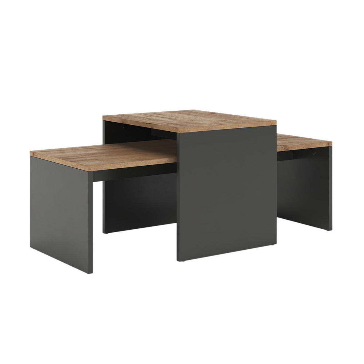 COUCHTISCH-SET Donat Anthrazit/Goldkraft Eiche 100 x 48 cm , 2 Teile - Anthrazit/Eiche Wotan, Holzwerkstoff (48/100/40.4cm) - Vicco
