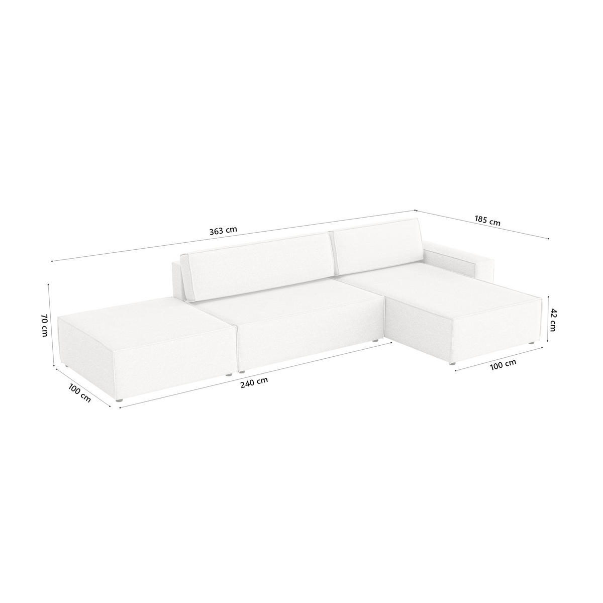 ECKSOFA Lummo La mit Schlaffunktion, Cremeweiß - Weiß, Textil (363/185cm) - Fedve