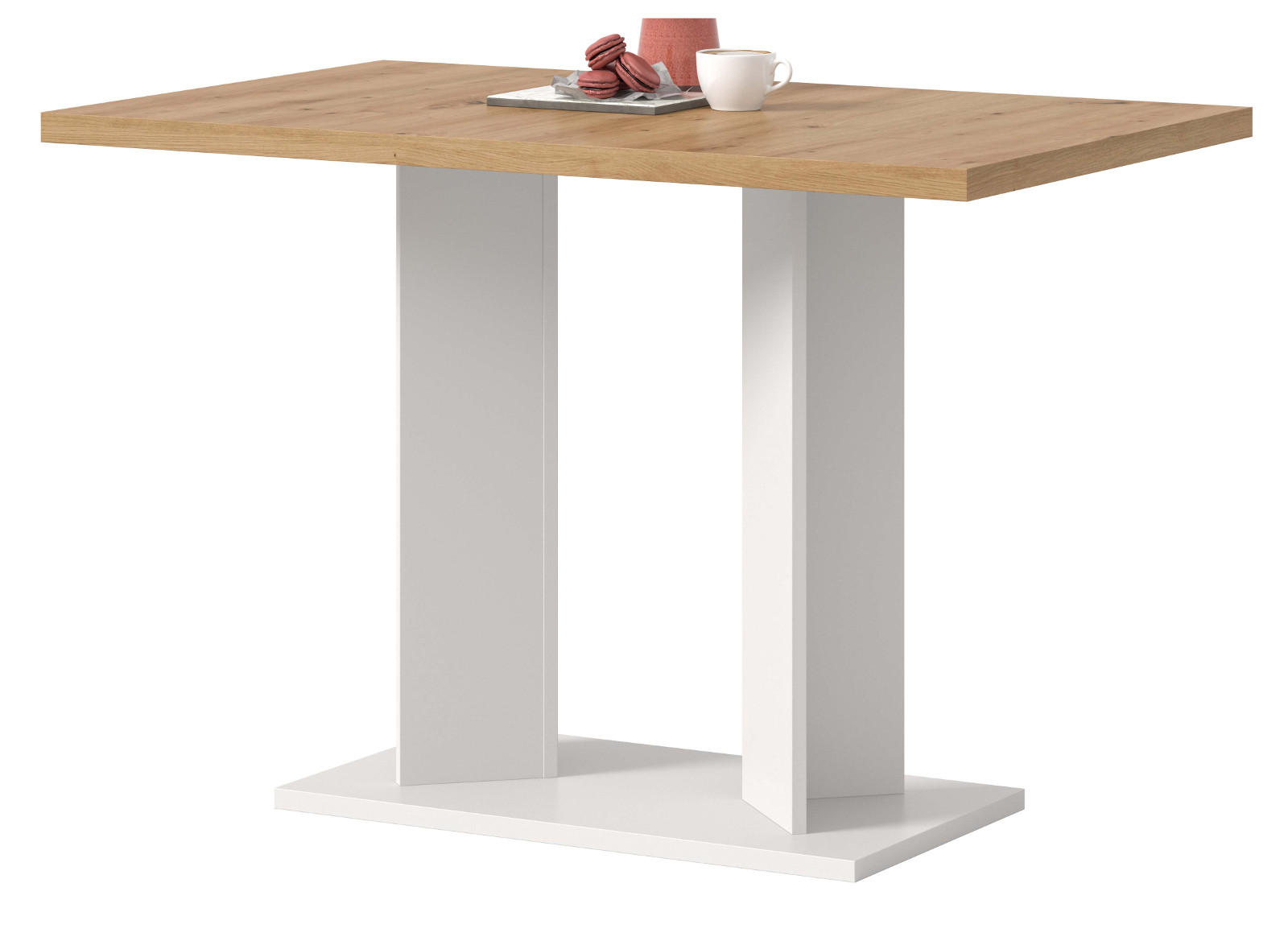 Inn.Furn Esstisch Eiche Artisan, Weiß 110x76x70 cm
