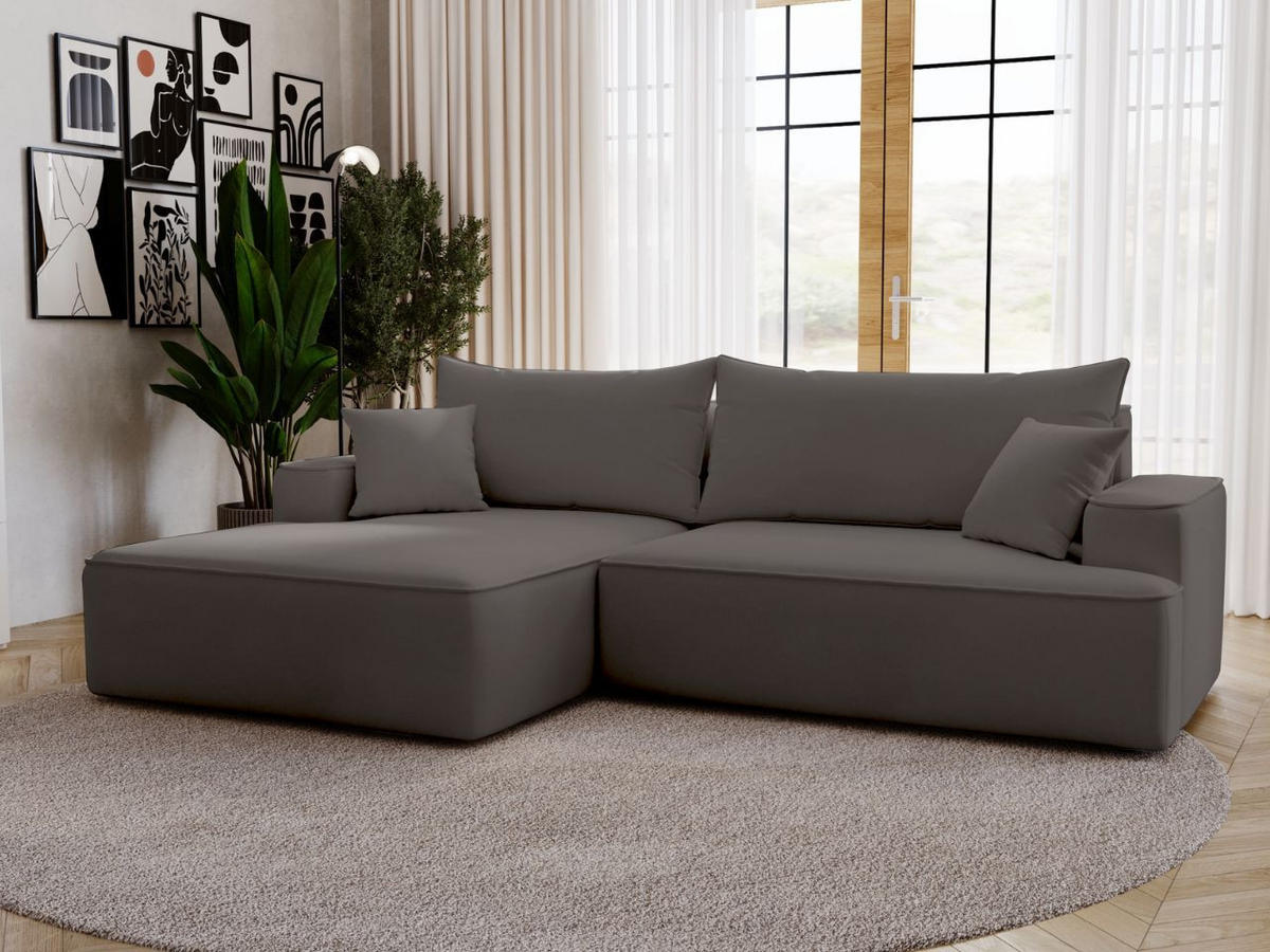 ECKSOFA California Dunkelgrau Links - Dunkelgrau, Holz/Textil (165/270cm) - Graingold