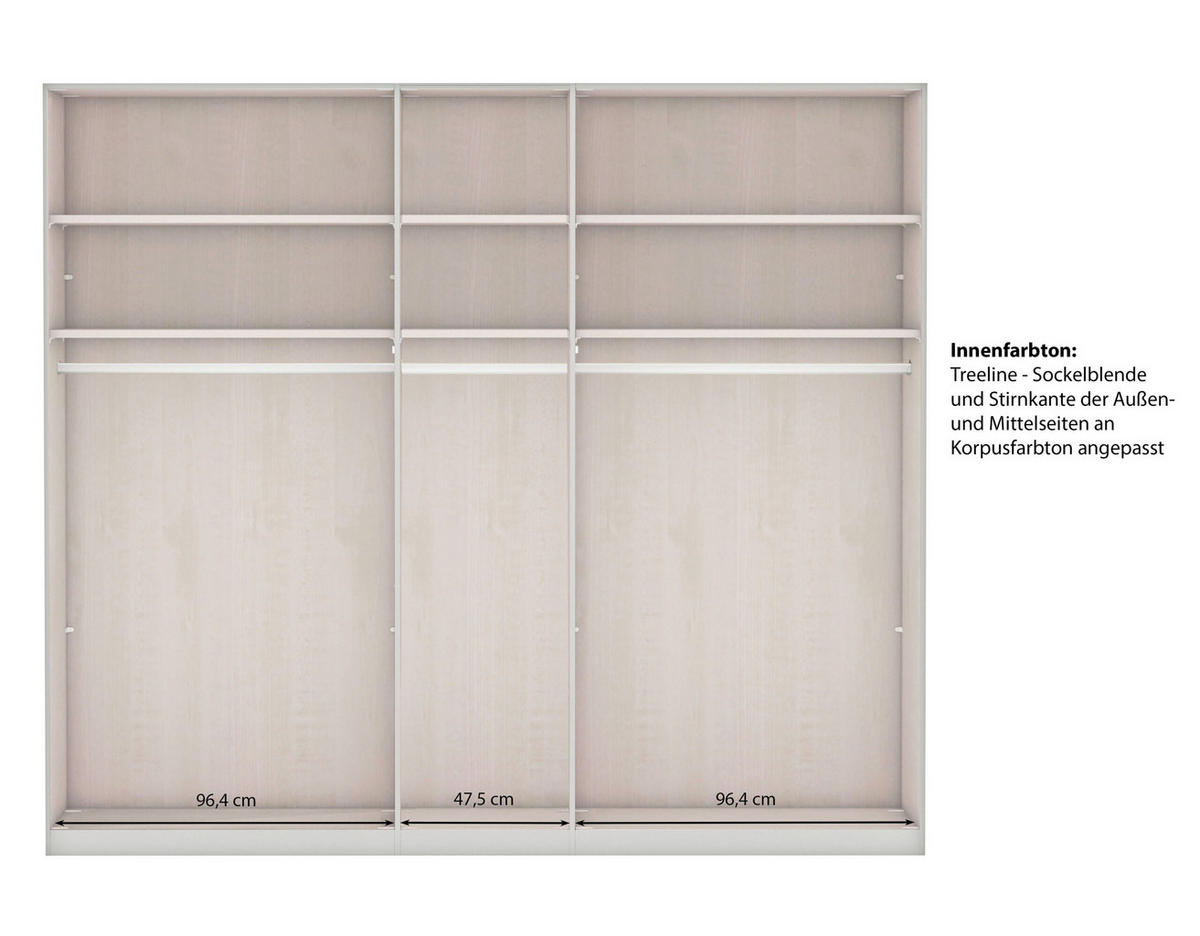 SCHLAFZIMMER Greenholm in Weiß 4 teilig mit Kleiderschrank 250cm Breite mit Spiegel, Doppelbett 180x200cm, zwei Nachttisch - Weiß, Holzwerkstoff (80/200/120cm)