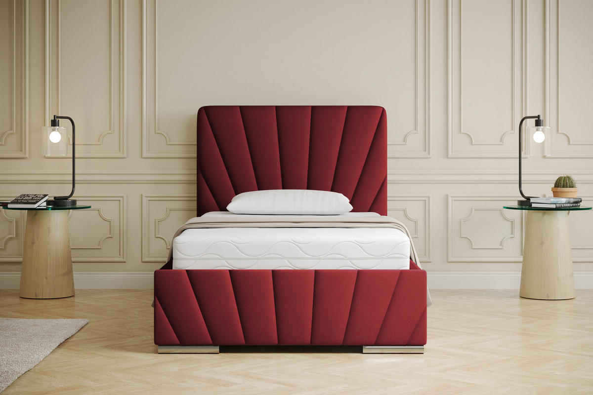 POLSTERBETT Ray 100 x 200 cm mit Bettkasten, Lattenrost, OHNE MATRATZE- Rot - Rot, Holz (100/206cm) - Panda Möbel