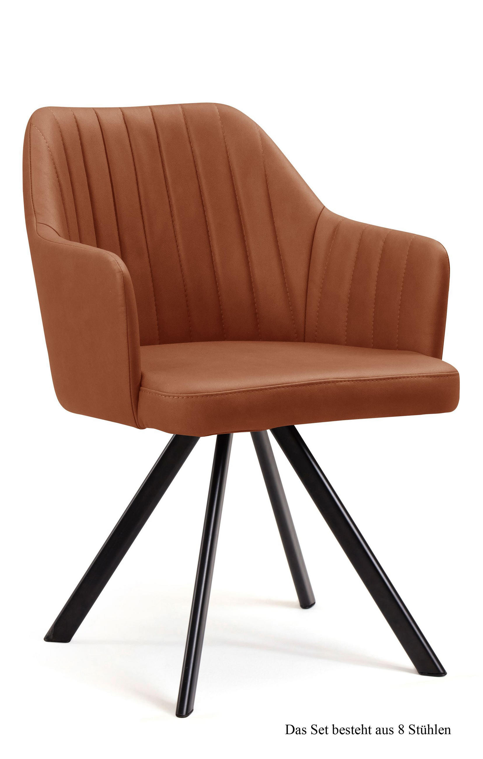 ARMLEHNSTUHL (8er-Set) Delia 58x81x60 Schwarz/Cognac - Cognac/Schwarz, Kunststoff (60/81/58cm) - 58aufmkessel
