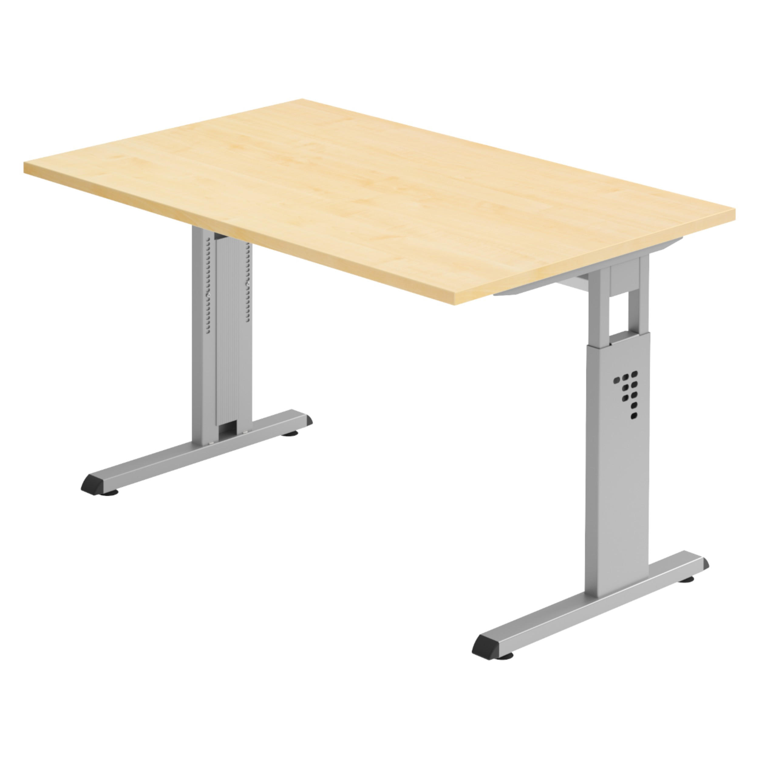 SCHREIBTISCH Serie-O 80/120/74 cm in Ahornfarben/Silberfarben - Silberfarben/Ahornfarben, Holzwerkstoff (80/120/74cm) - bümö