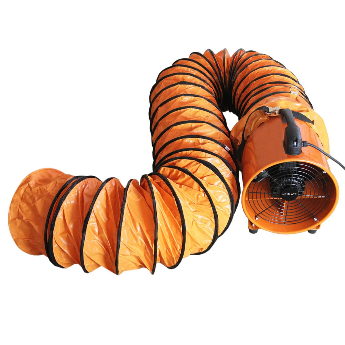 INDUSTRIEVENTILATOR Profesioneller 250mm 320W - 12m Kanal - Orange, Metall (33/33/38cm) - T-Mech