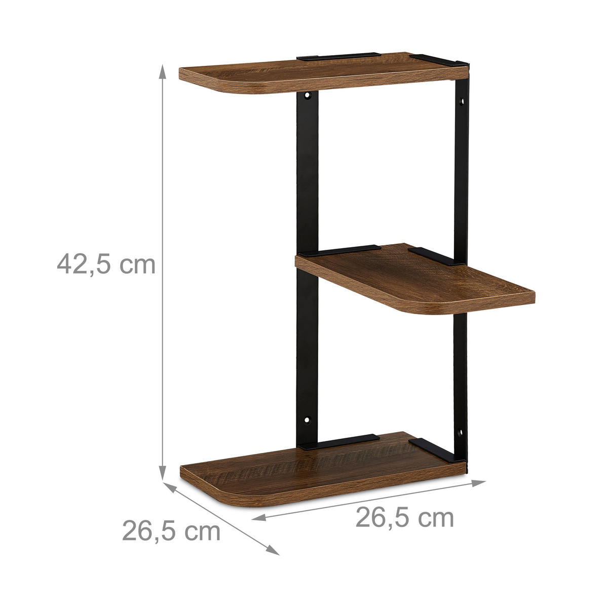 ECKREGAL - Braun, Holzwerkstoff/Metall (26.5/42.5/26.5cm) - Relaxdays