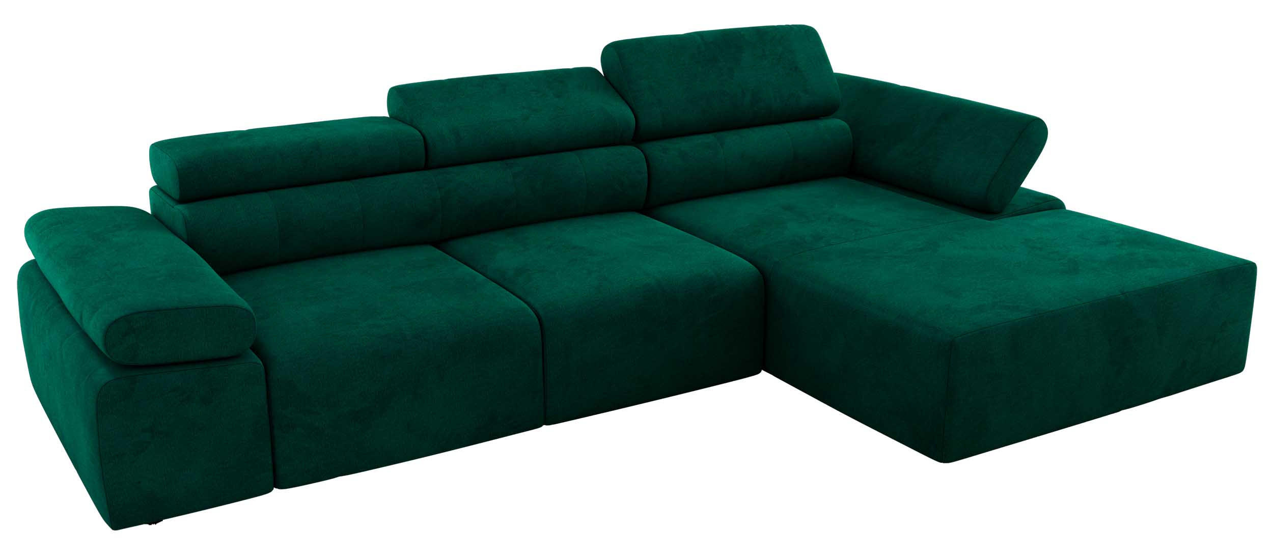 ECKSOFA RILASSO L Dunkelgrün Velvet - rechts - Dunkelgrün/Schwarz, Kunststoff/Textil (174/296cm) - MKS