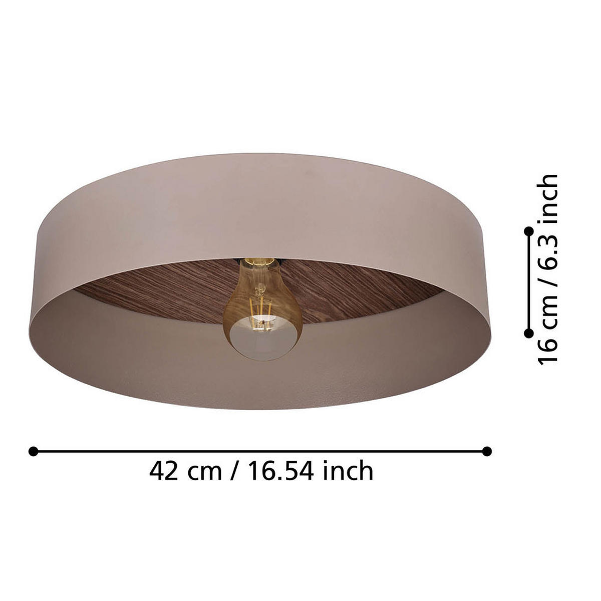 LED DECKENLEUCHTE Stahl Holz Braun - Braun, Holz (42/42/16cm)