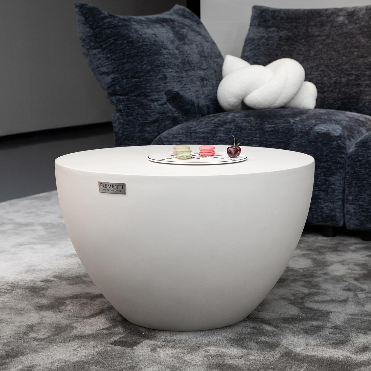 COUCHTISCH CHRONOS Rund Klein aus Beton 66 x 66 x 41 cm - Creme, Naturmaterialien (66/66/41cm) - Elementi