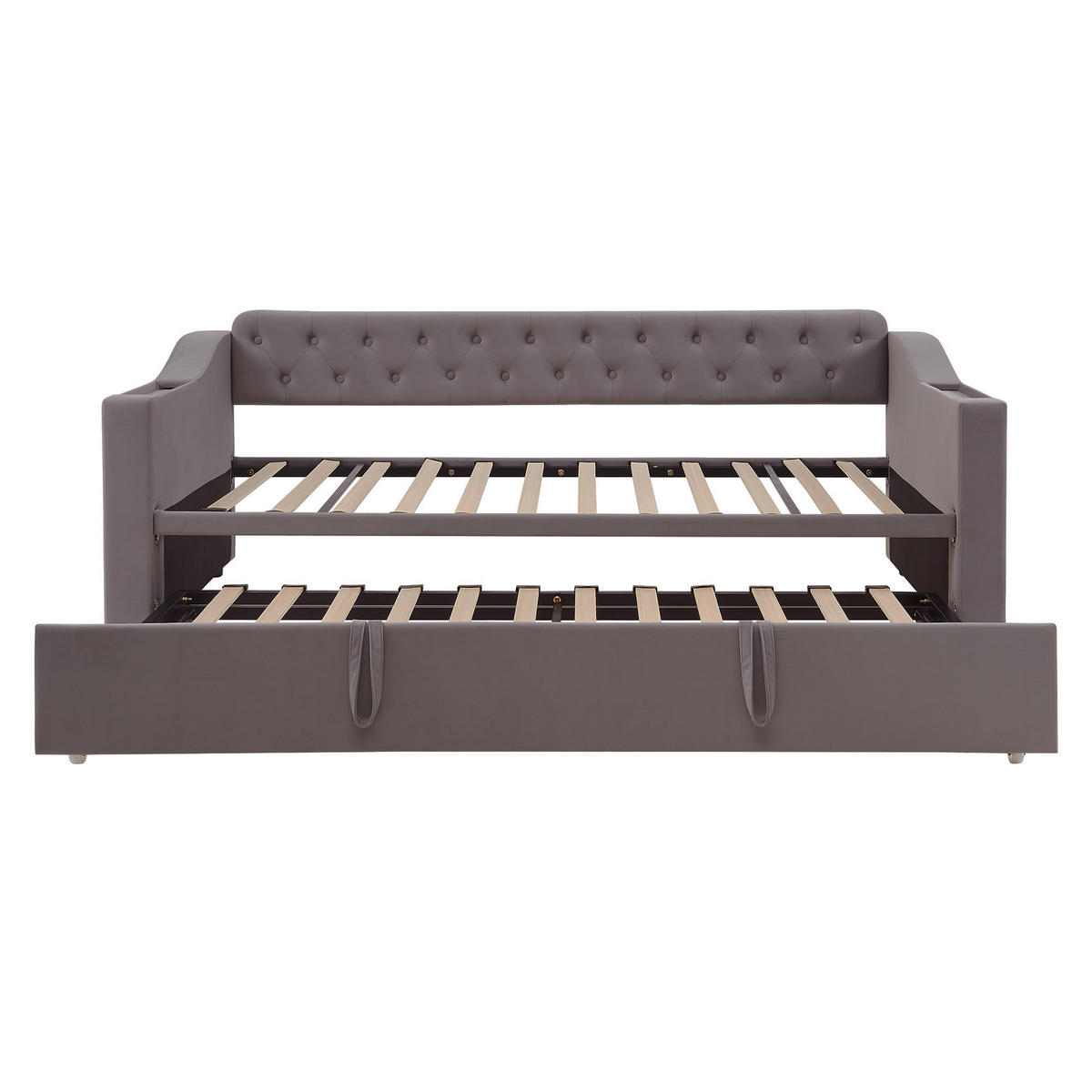 AUSZIEHBETT 90/180/190 cm DE-01976, in Dunkelgrau, mit USB und Stauraum - Dunkelgrau, Metall (90/190cm) - ComfortXL